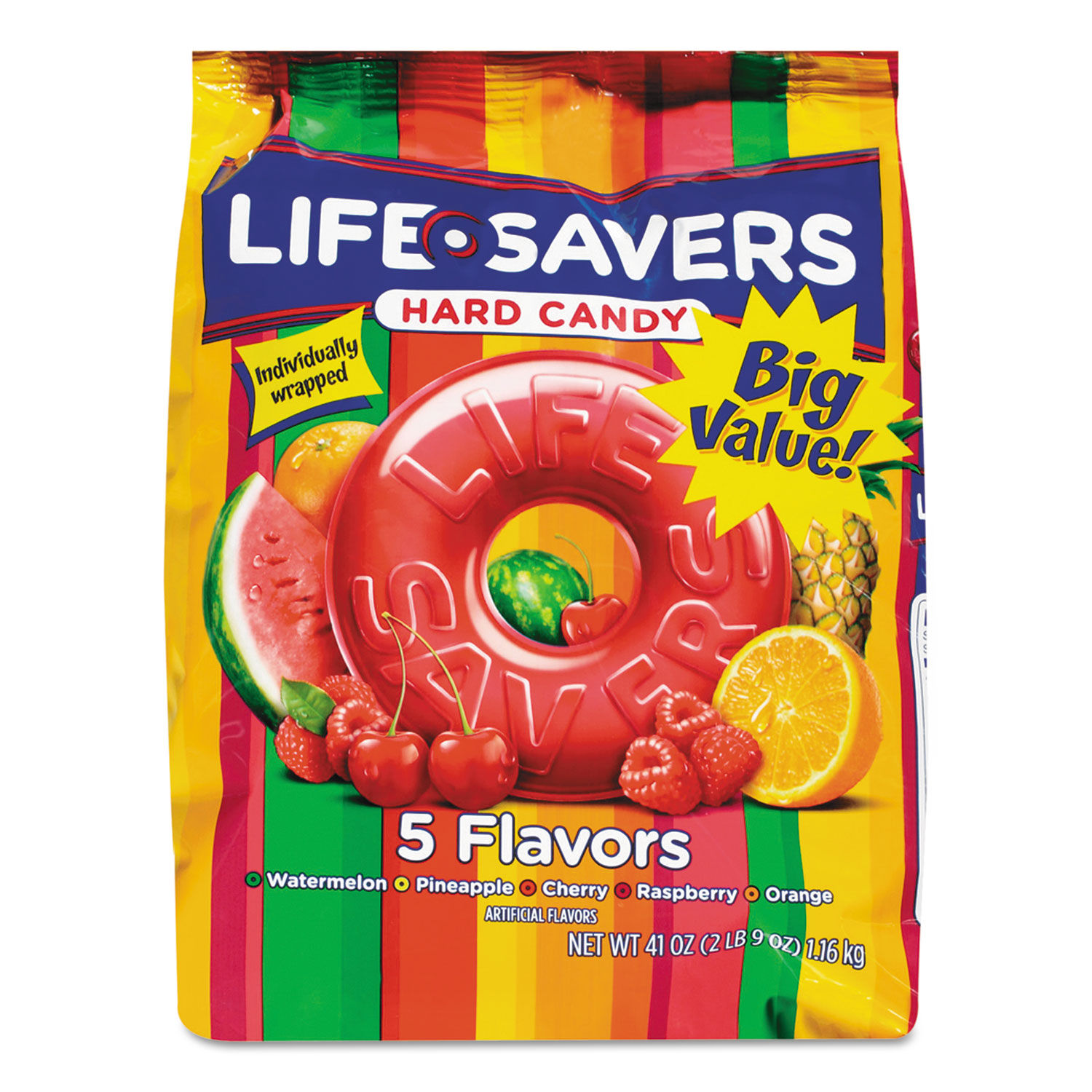 41 oz 2 LB 1 Bag Life Savers 5 Flavors Hard Candy Individually Wrapped 