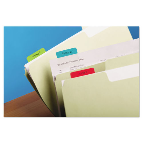 Post-It Durable File Tabs, Solid, Assorted Primary Colors, 3 x 1.5 - 24 count