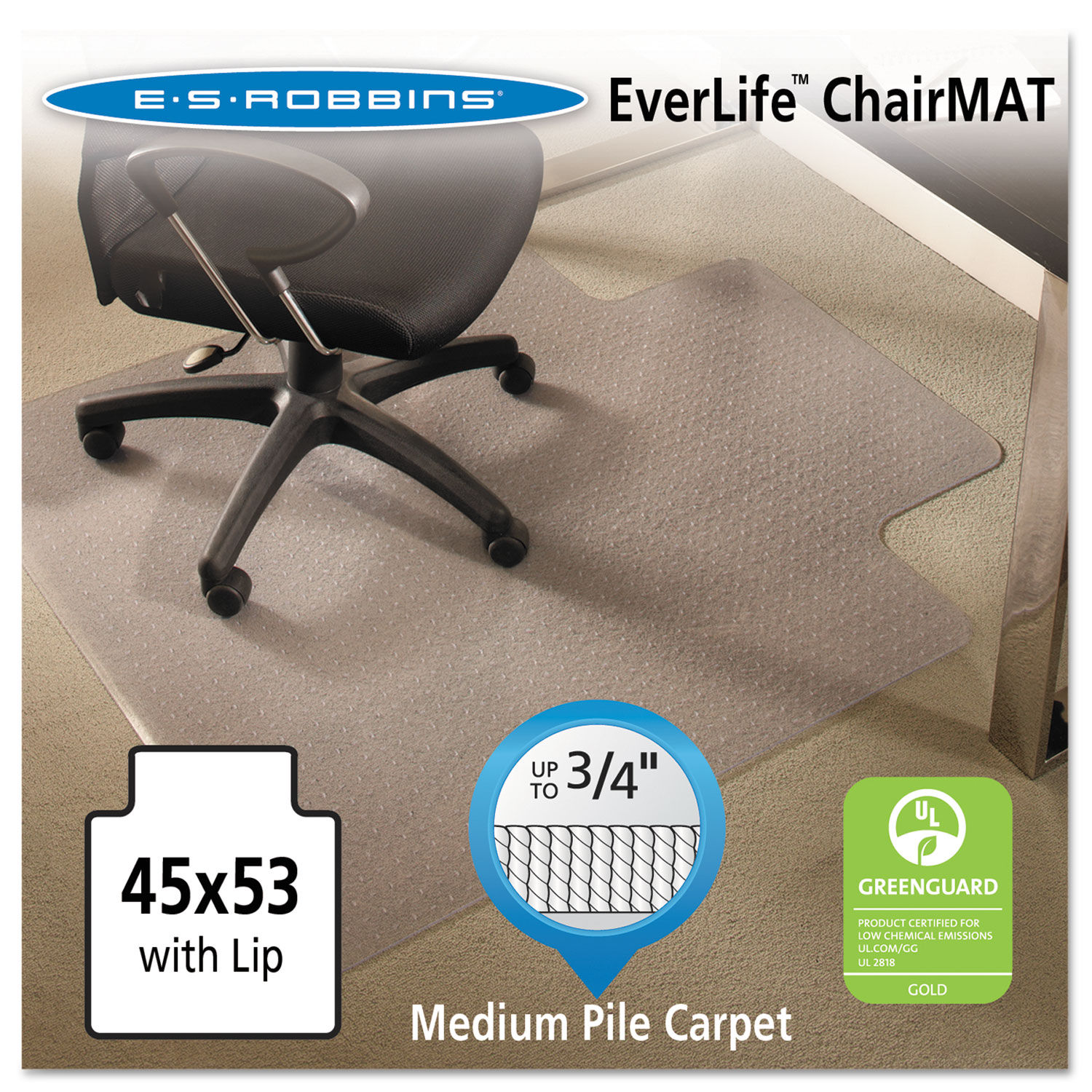 Es Robbins Chair Mat For High Pile Carpet 46 X 60 No Lip Clear