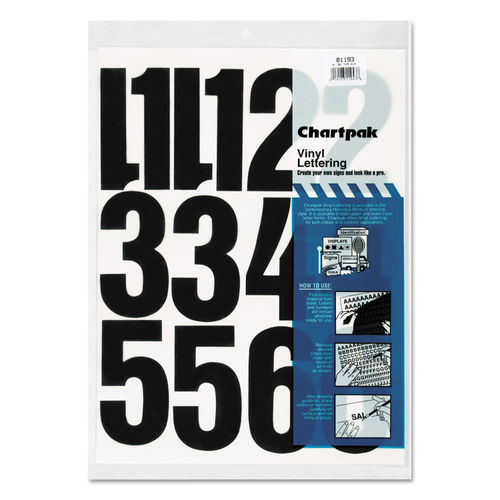 Chartpak Press-On Vinyl Letters & Numbers, Self Adhesive, Black, 1