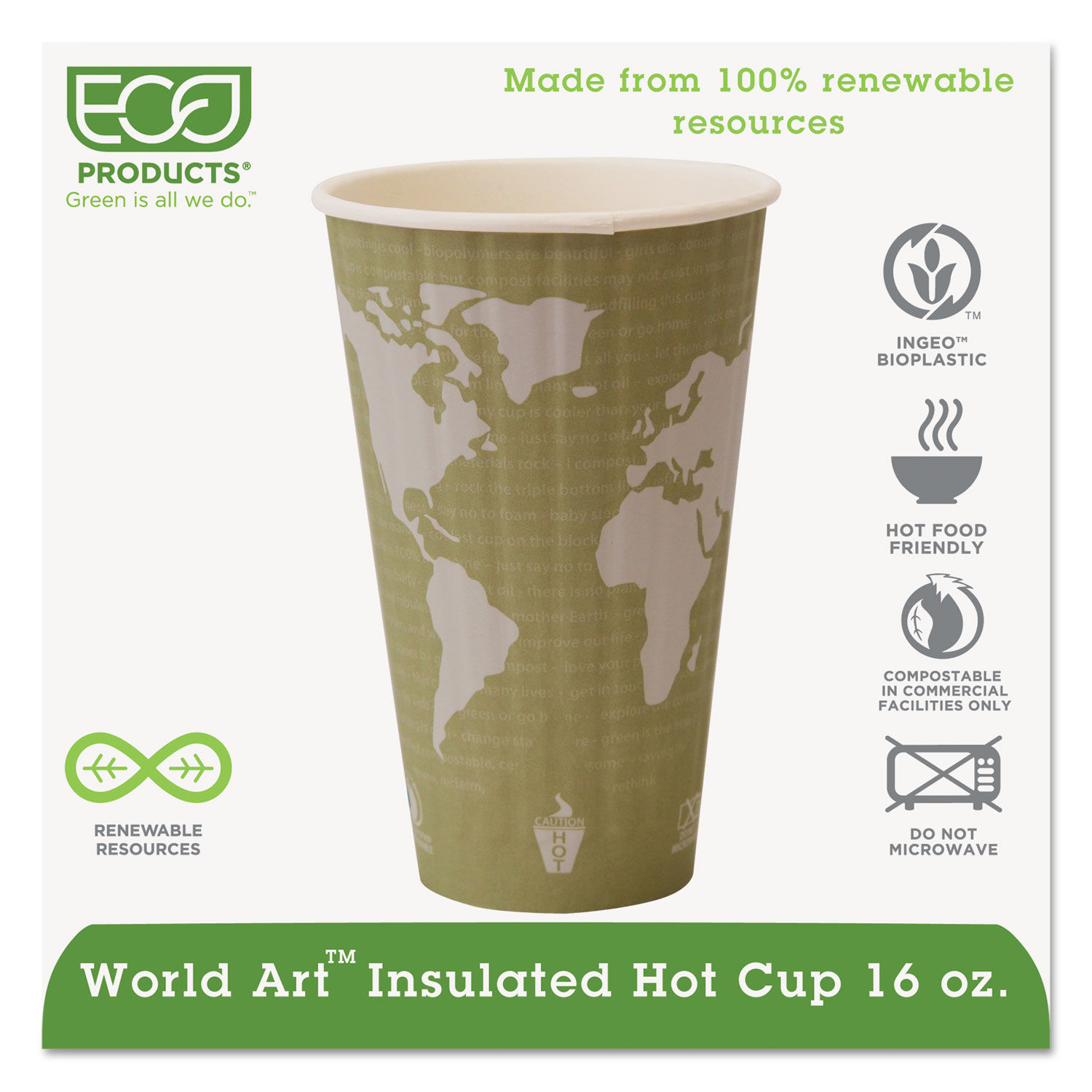 World Art Renewable and Compostable Insulated Hot Cups by Eco-Products ...