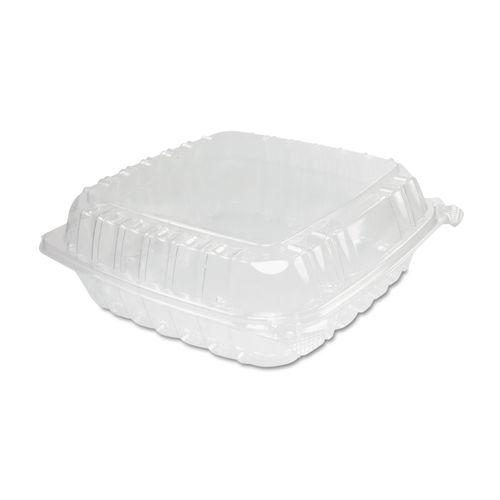 Dart C90PST1 ClearSeal Hinged Lid Plastic Container 8 1/4 x 8 1/4 x 3 -  250/Case