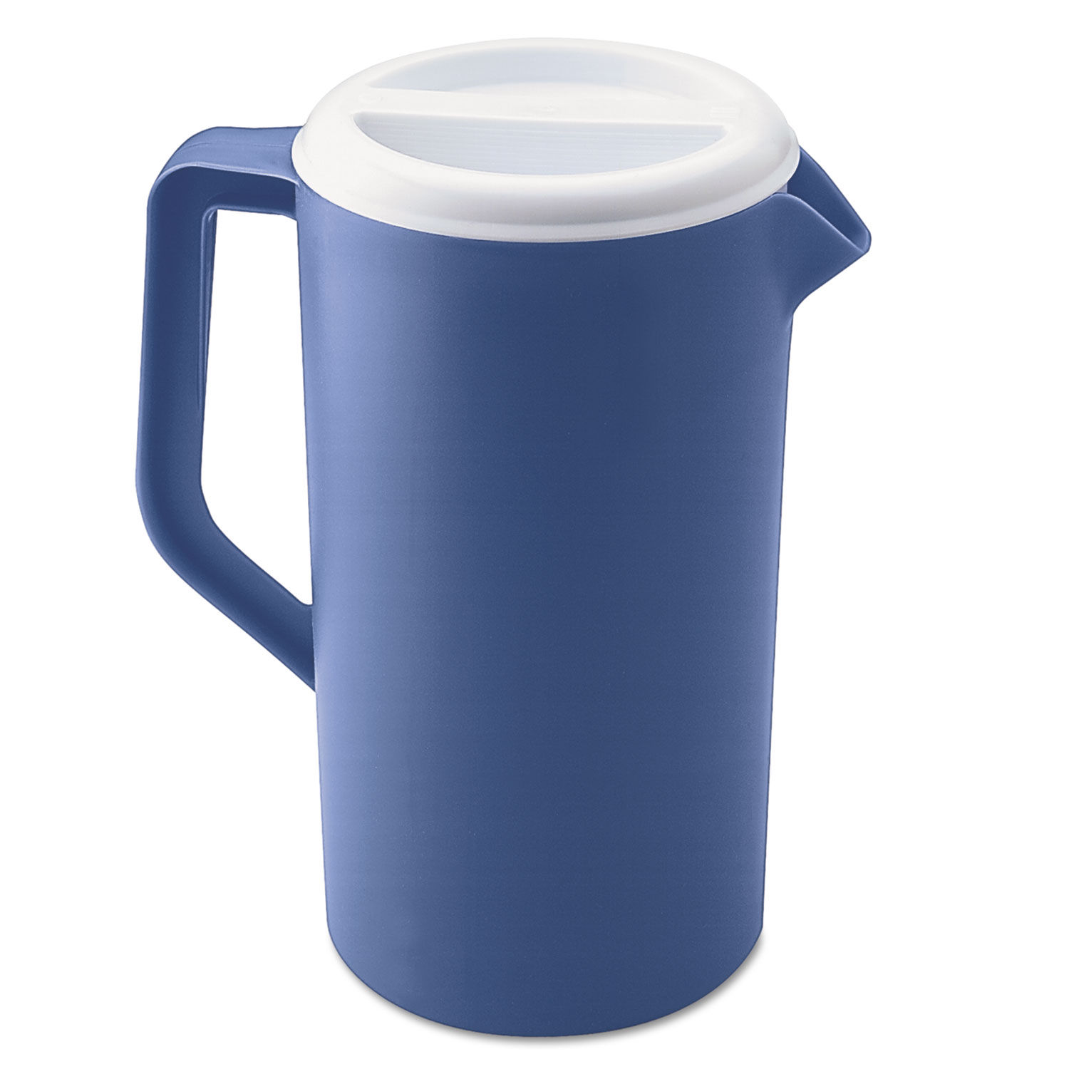 Choice 128 oz. Polypropylene Beverage Pitcher with Blue Lid and