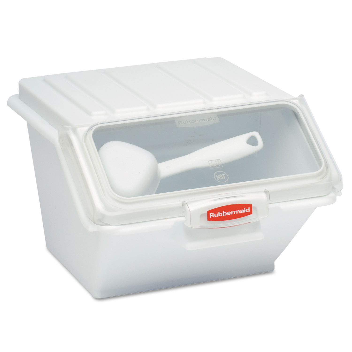 Rubbermaid Commercial ProSave Shelf-Storage Ingredient Bin with Scoop, White