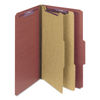 SMD19075 - Pressboard Classification Folders, Six SafeSHIELD Fasteners, 2/5-Cut Tabs, 2 Dividers, Legal Size, Red, 10/Box