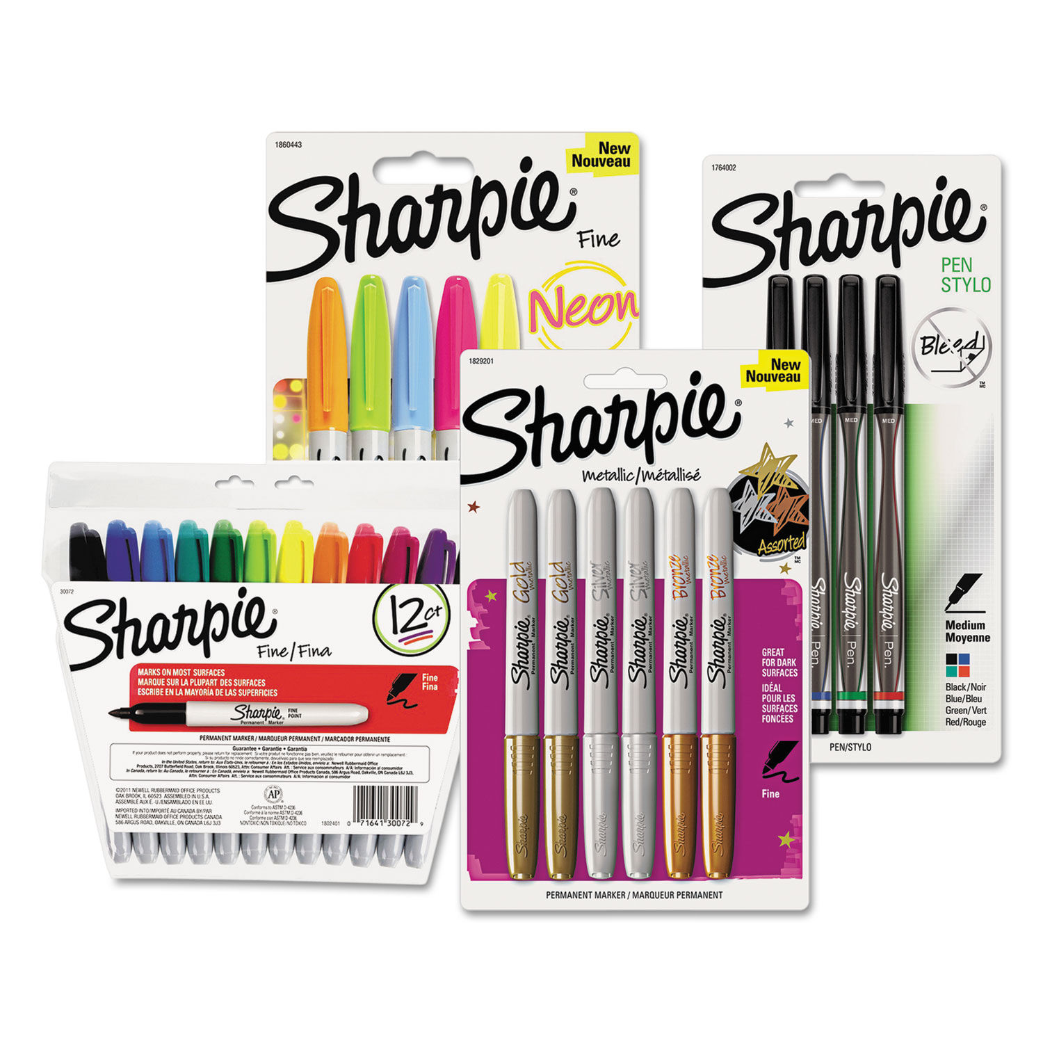  Sharpie 1829201 Metallic Permanent Markers, Assorted, 6/Pack :  Office Products