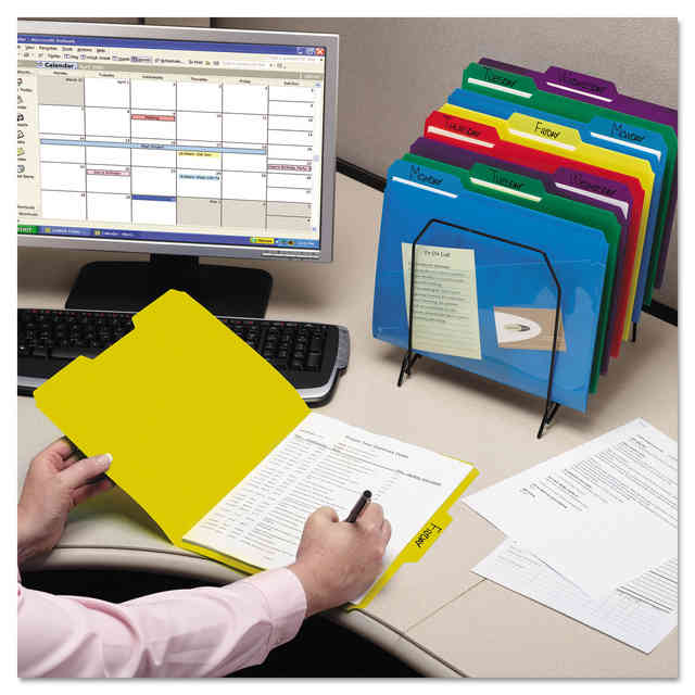 Buy Poly Colored File Folders With Slash Pocket, 1/3-cut Tabs