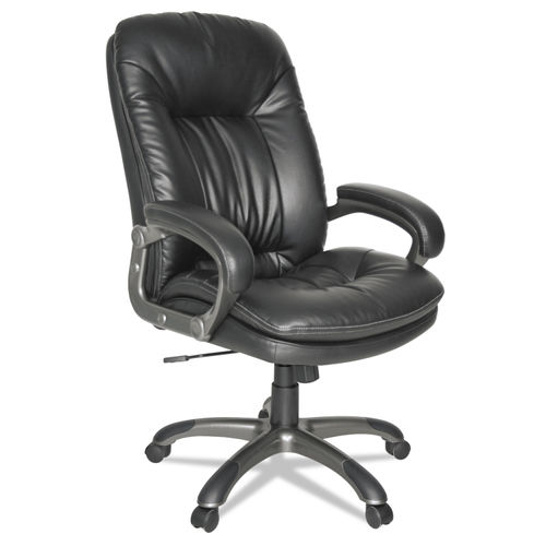 Luxuriously Padded High Back Black Leather Executive Office Chair with Lumbar  Support