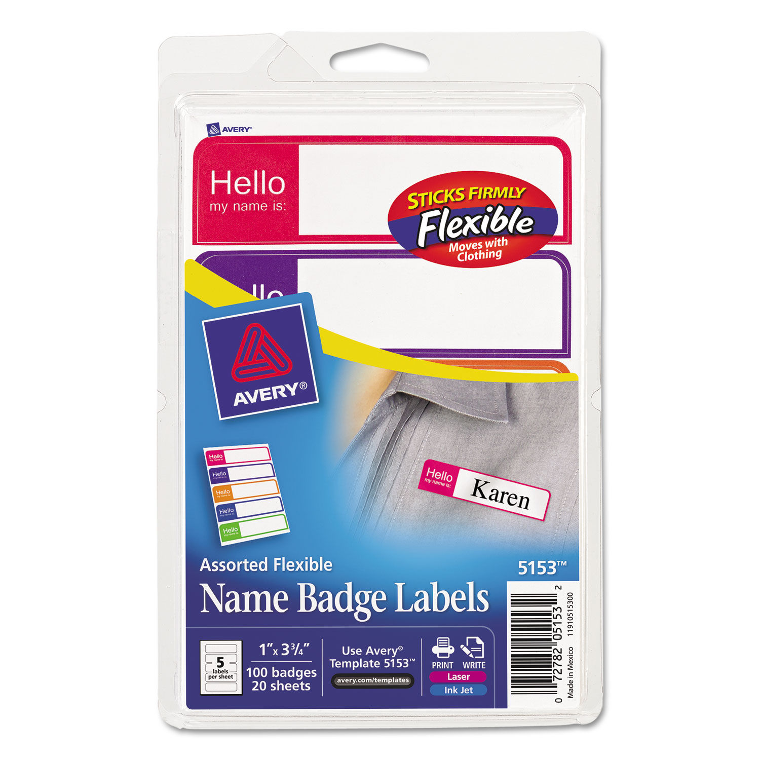 Flexible SelfAdhesive Mini Badge Labels by Avery® AVE5153
