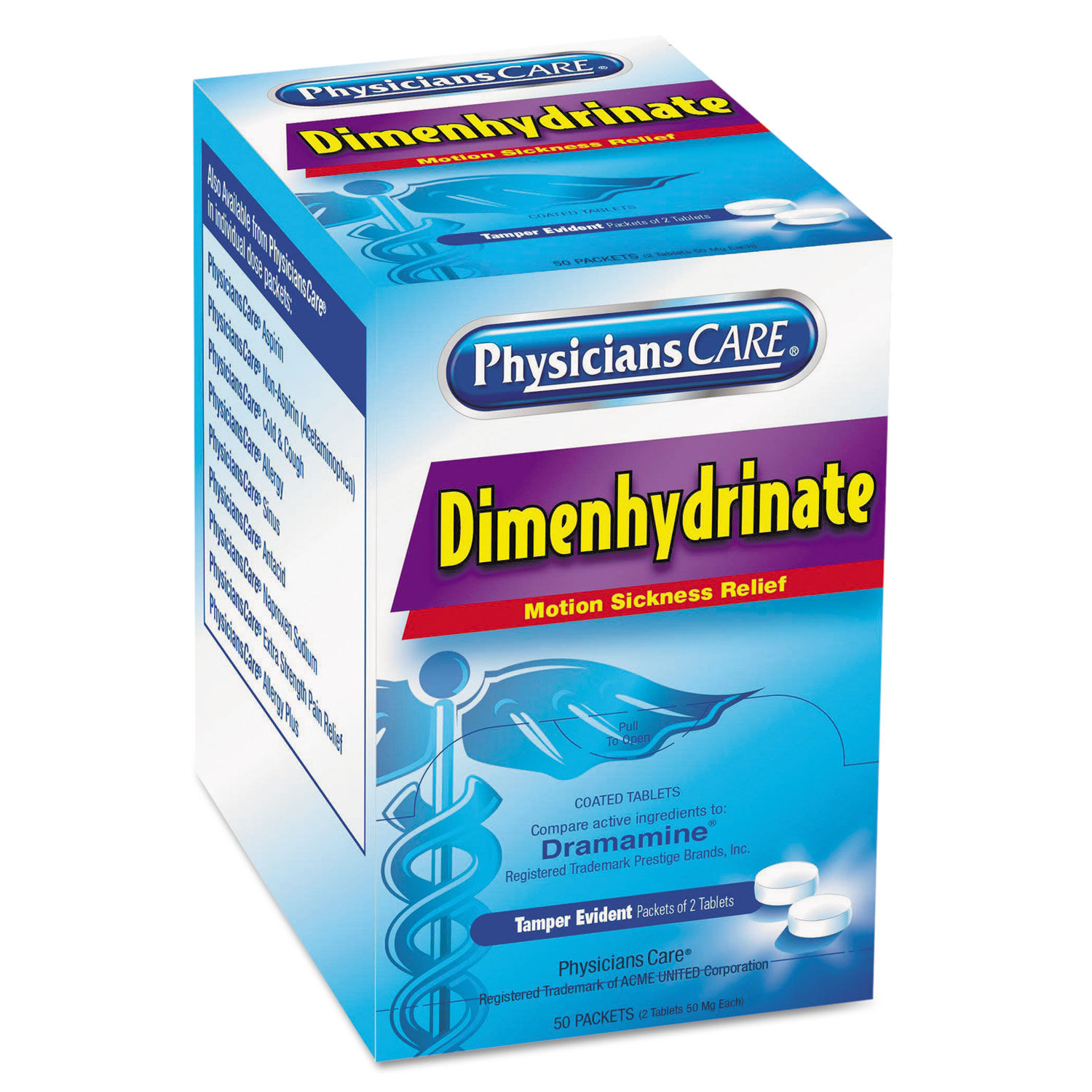 Dimenhydrinate (Motion Sickness) Tablets by PhysiciansCare® ACM90031