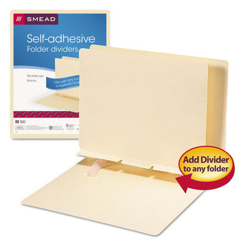 Smead Letter Self-Adhesive Folder Dividers, Manila, 100/Box (68021)