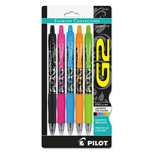 Pilot G2 Premium Gel Pen, Retractable, Fine 0.7 mm, Assorted