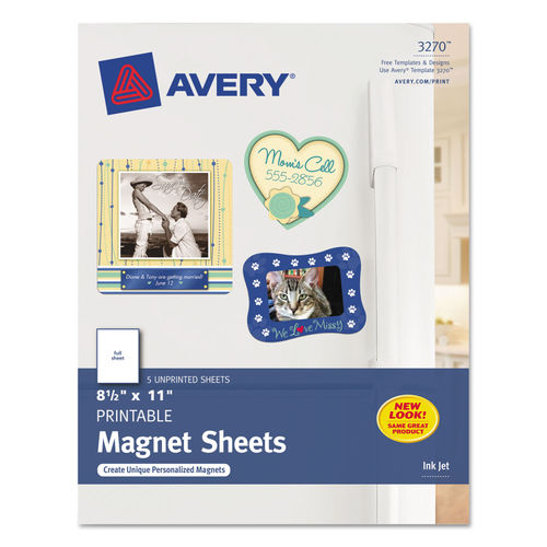 Avery Printable Magnet Sheets, 8.5 x 11, White, 5/Pack (AVE3270)