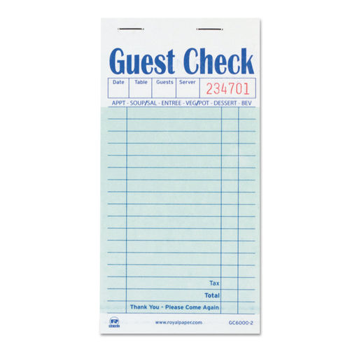 Guest Check Pad by AmerCareRoyal® RPPGC60002 | OnTimeSupplies.com