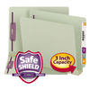 SMD34725 - End Tab Pressboard Classification Folders, Two SafeSHIELD Coated Fasteners, 3" Expansion, Letter Size, Gray-Green, 25/Box
