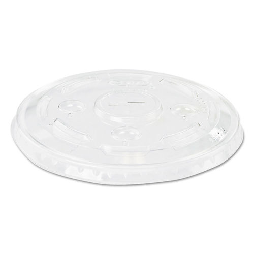 Choice 32 oz. Clear PET Plastic Flat Lid with No Straw Slot - 50/Pack