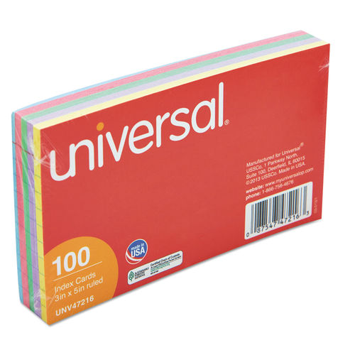 Index Cards, 3 x 5, Ruled, White, 100