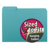 SMD10235 - Interior File Folders, 1/3-Cut Tabs: Assorted, Letter Size, 0.75" Expansion, Aqua, 100/Box