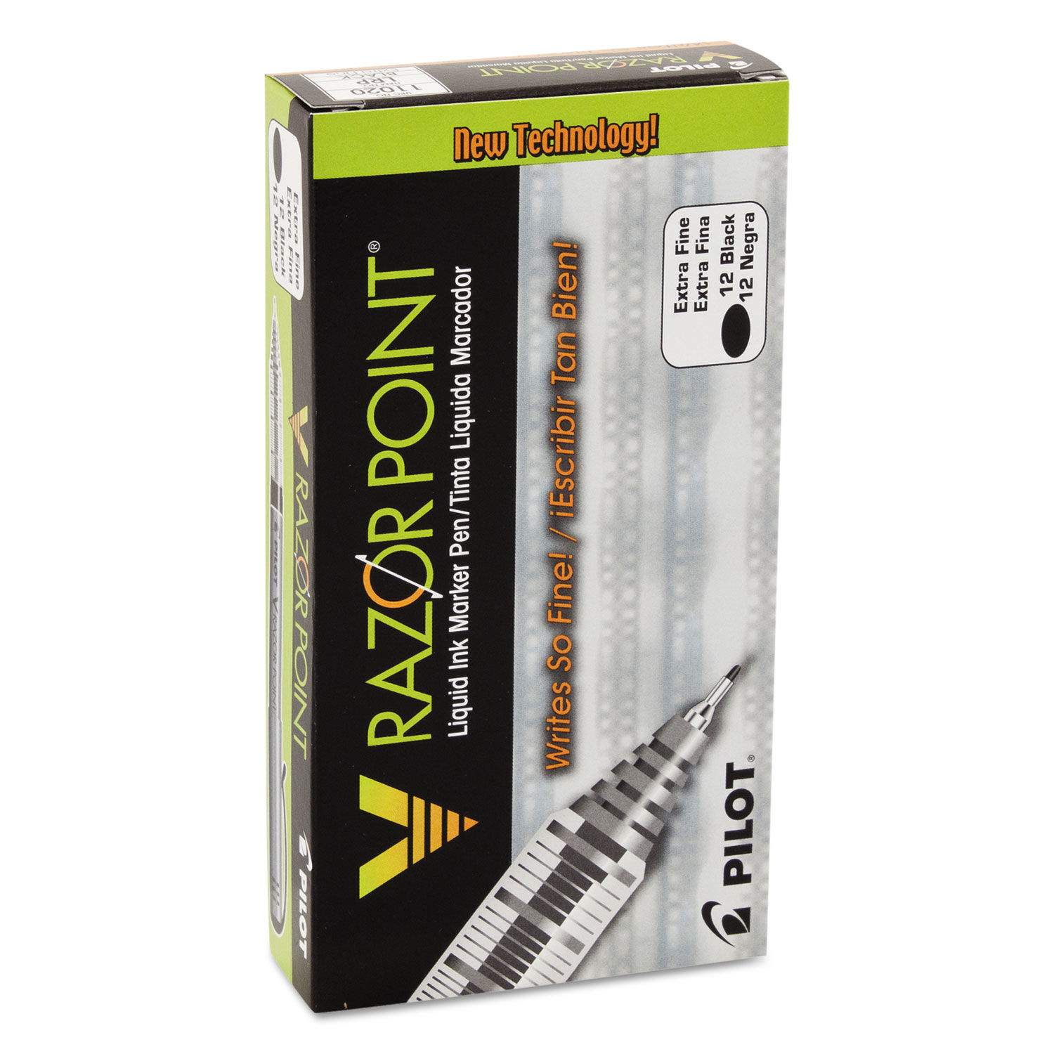 V Razor Point Liquid Ink Porous Point Pen, Stick, Extra-Fine 0.5 mm, Black  Ink, Gray Barrel, Dozen