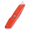 BOS10189C - Interlock Safety Utility Knife with Self-Retracting Round Point Blade, 5.63" Metal Handle, Red Orange