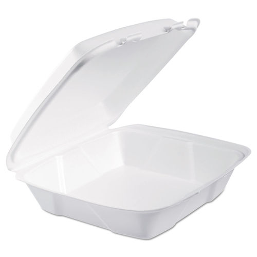 Dart Foam Hinged Lid Containers 8 x 8 x 2 1/4 White 200/Carton