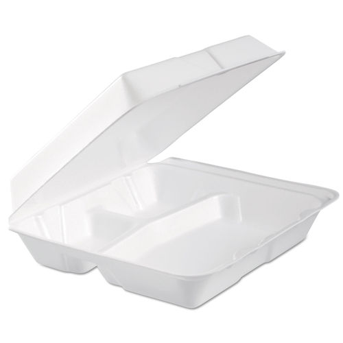 Foam hinged lid 3 compartment carryout containers