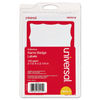 UNV39115 - Border-Style Self-Adhesive Name Badges, 3 1/2 x 2 1/4, White/Red, 100/Pack