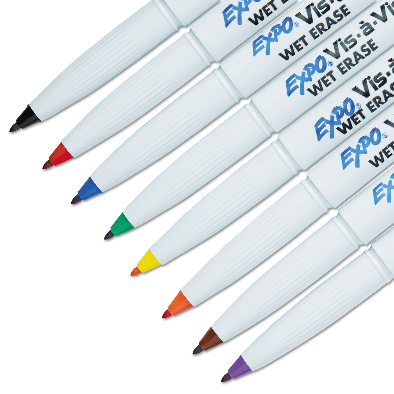 EXPO Vis-A-Vis Wet Erase Markers, Fine Point, Black, Pack of 4