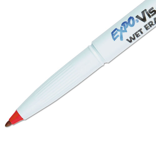 EXPO Vis-A-Vis Wet Erase Markers, Fine Point, Black, Pack of 4