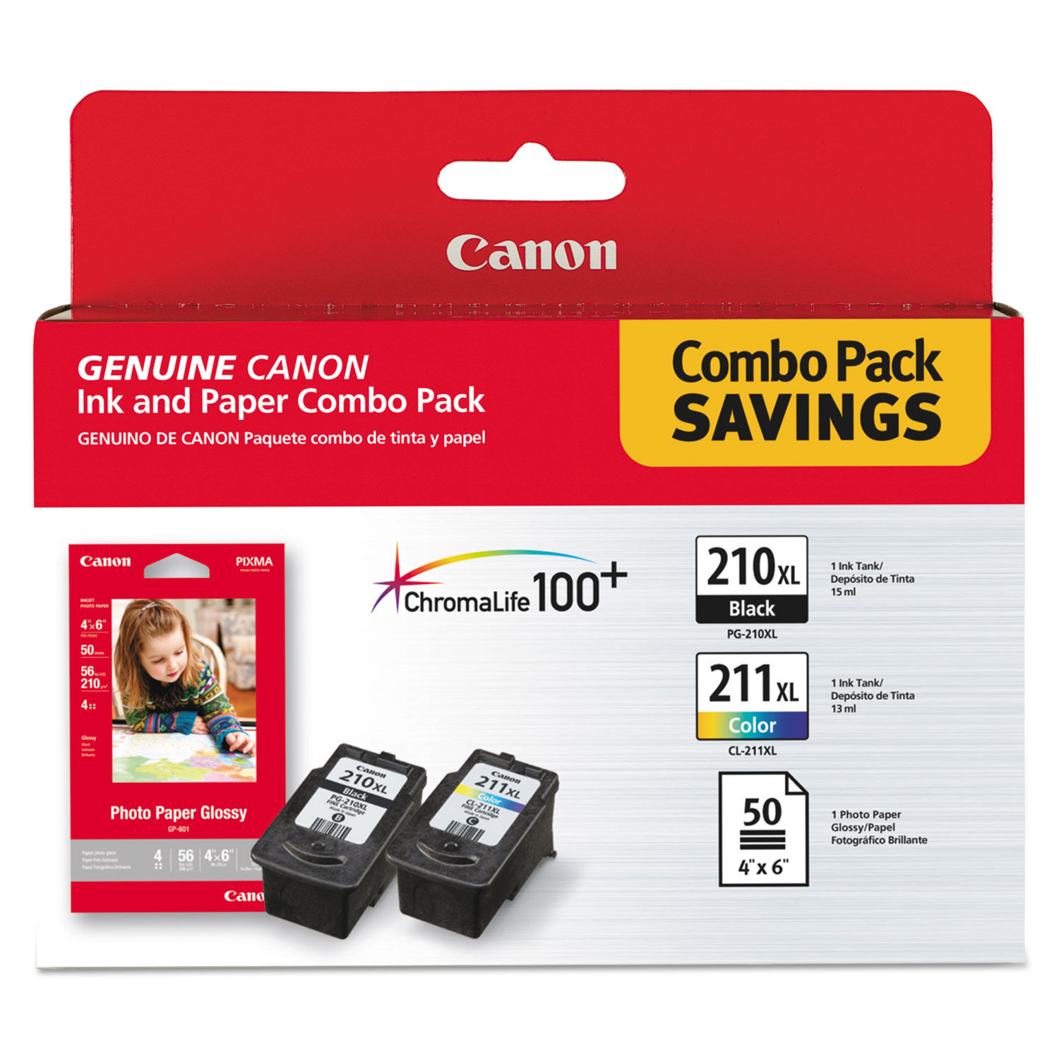 2973B004 (PGI-210XL/CL-211XL) ChromaLife100+ High-Yield Ink/Paper Combo by  Canon® CNM2973B004 