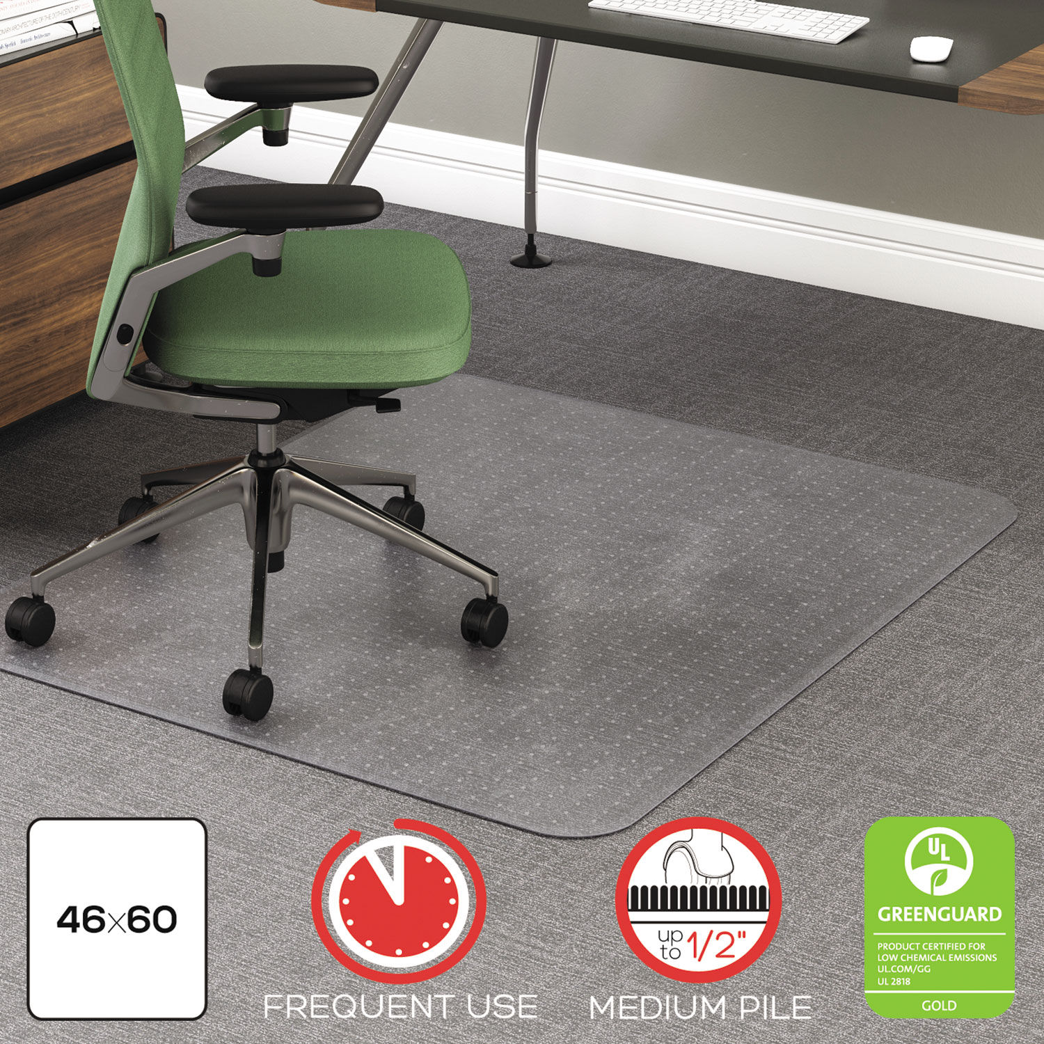 Deflecto Chair Mat For Medium Pile Carpet Rectangular 36 W x 48 D Black -  Office Depot