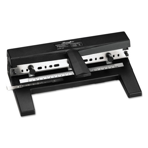 Business Source 3-Hole Punch, 11 Sheet Capacity, Adjustable, For Paper -  Black 