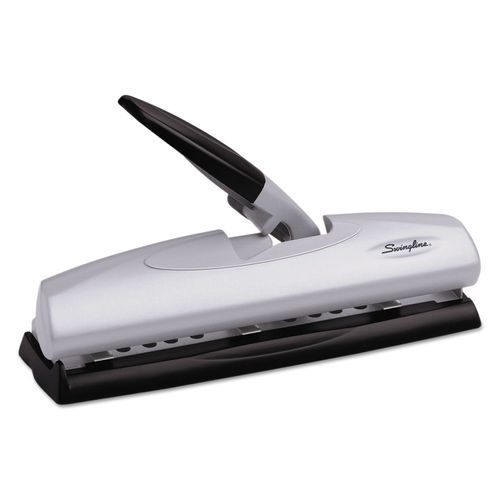 Swingline 100-Sheet High Capacity 2-Hole Punch, Fixed Centers, 9/32 Holes, Black/Gray