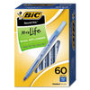 BICGSM609BE - Round Stic Xtra Life Ballpoint Pen Value Pack, Stick, Medium 1 mm, Blue Ink, Translucent Blue Barrel, 60/Box