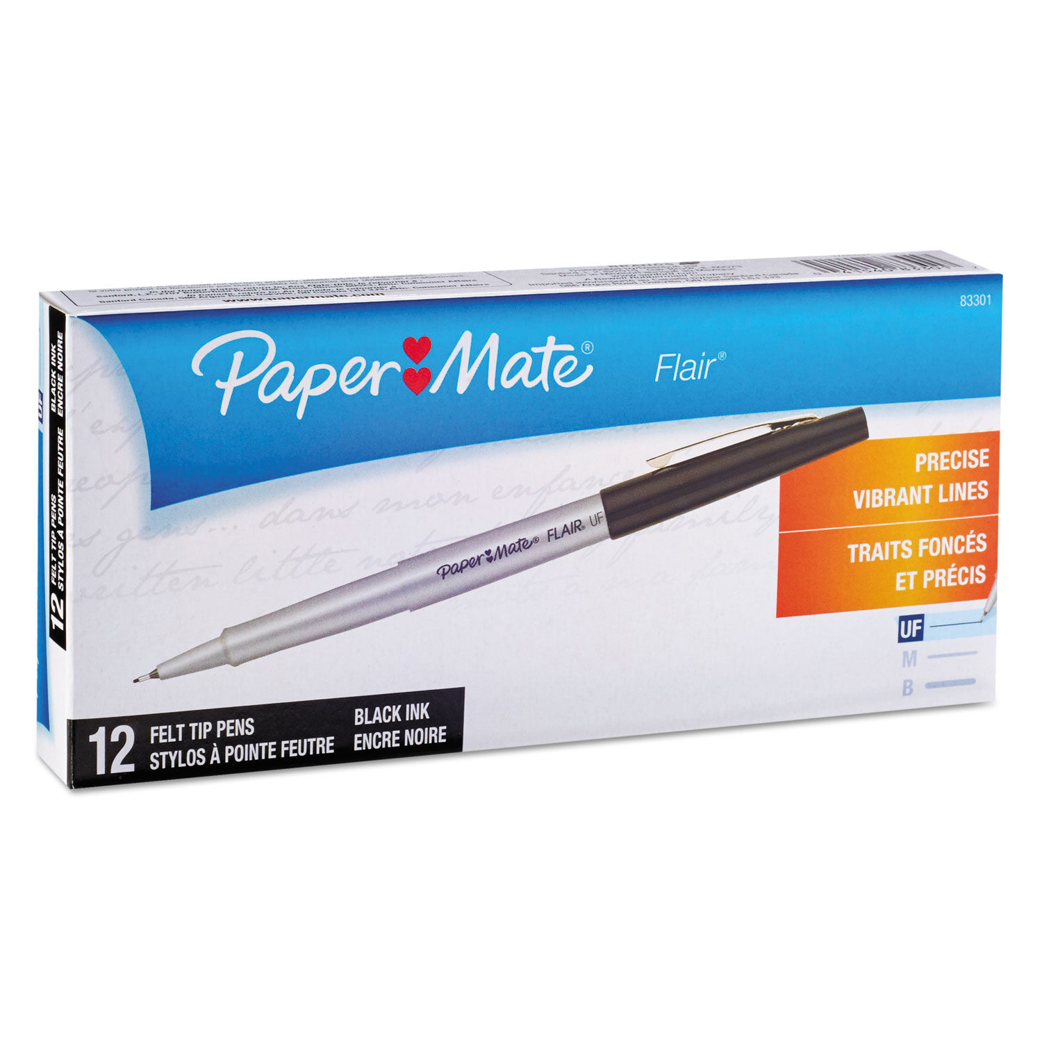 Paper Mate Flair Red Felt Tip Pens Point Guard, Bulk Pack of 24