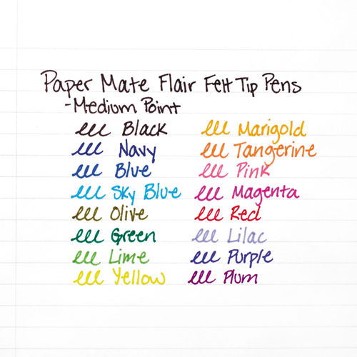 Paper Mate Flair Point Guard Felt Tip Marker Pens, Blue, 12/Pack