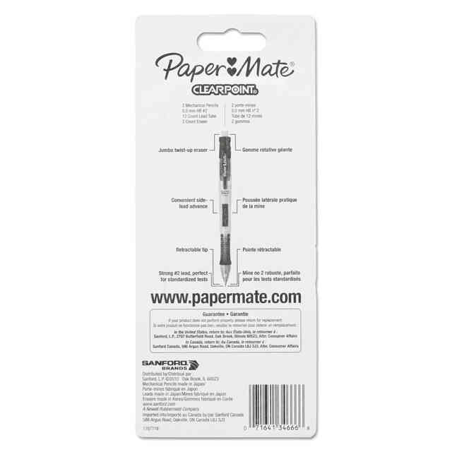 Paper Mate Clearpoint Mechanical Pencil Starter Set, 0.5 mm, 2 Pencils, 1  Lead Refill Set, 2 Erasers