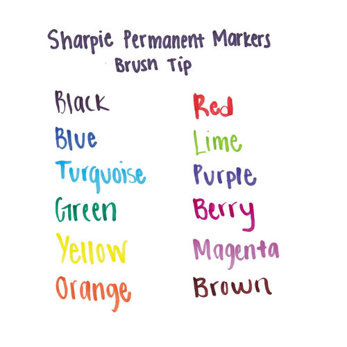 Sharpie Brush Tip Permanent Marker, Medium, Assorted Colors, 12/Set (SAN1810704)