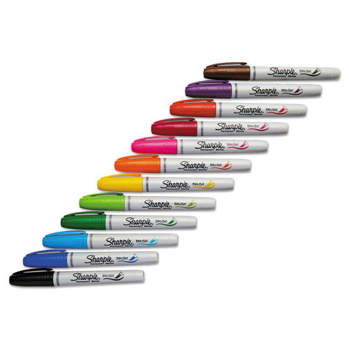 Sharpie Brush Tip Permanent Marker, Medium, Assorted Colors, 12/Set (SAN1810704)