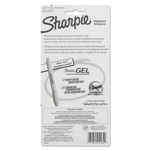 Sharpie Gel Highlighters Fluorescent Yellow Pack Of 12 - Office Depot