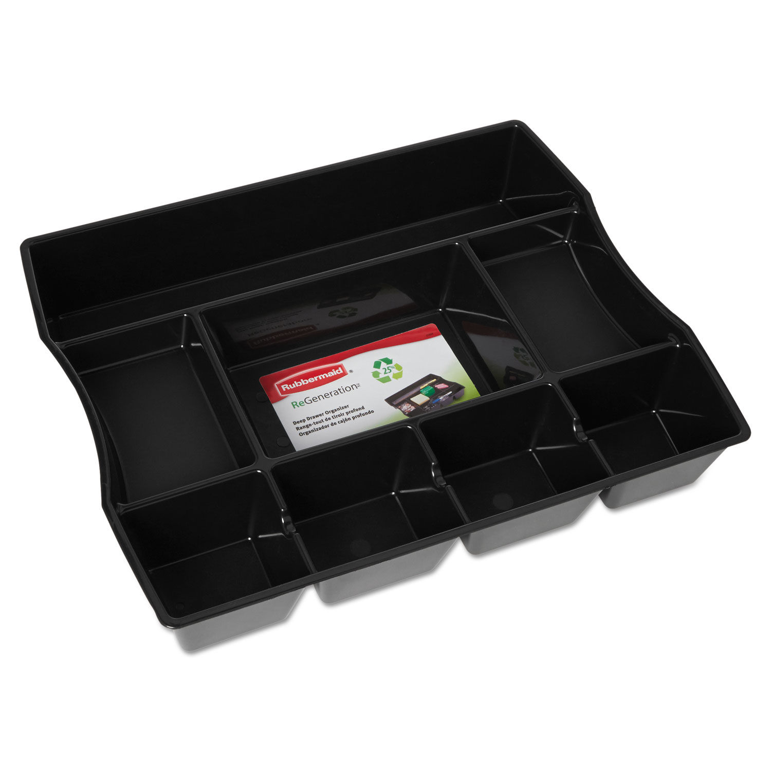 Rubbermaid Extra-Deep Desk Drawer Director Tray, Plastic, Black