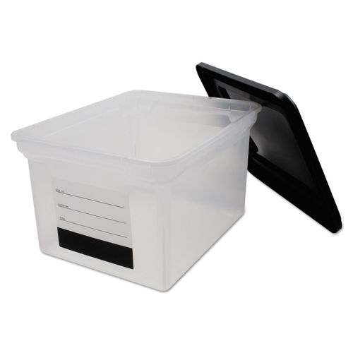 Staples Hanging File Box, Snap Lid, Letter/Legal Size, Clear