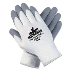 CRW9674XL - Ultra Tech Foam Seamless Nylon Knit Gloves, X-Large, White/Gray, Pair