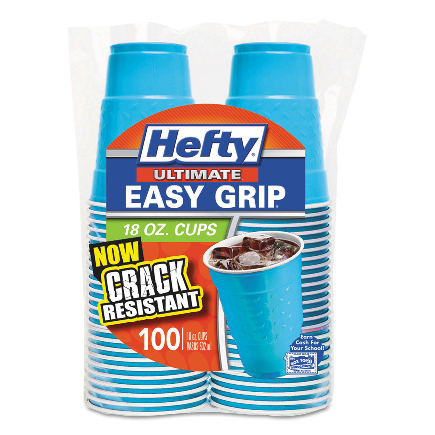 Easy Grip Disposable Plastic Party Cups, 9 oz, Red, 50/Pack