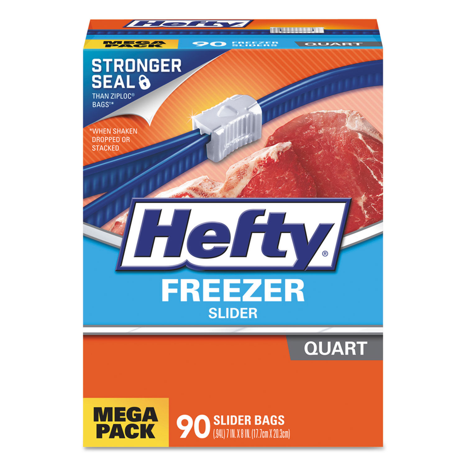 Hefty Freezer Quart Slider Bags, 15 count