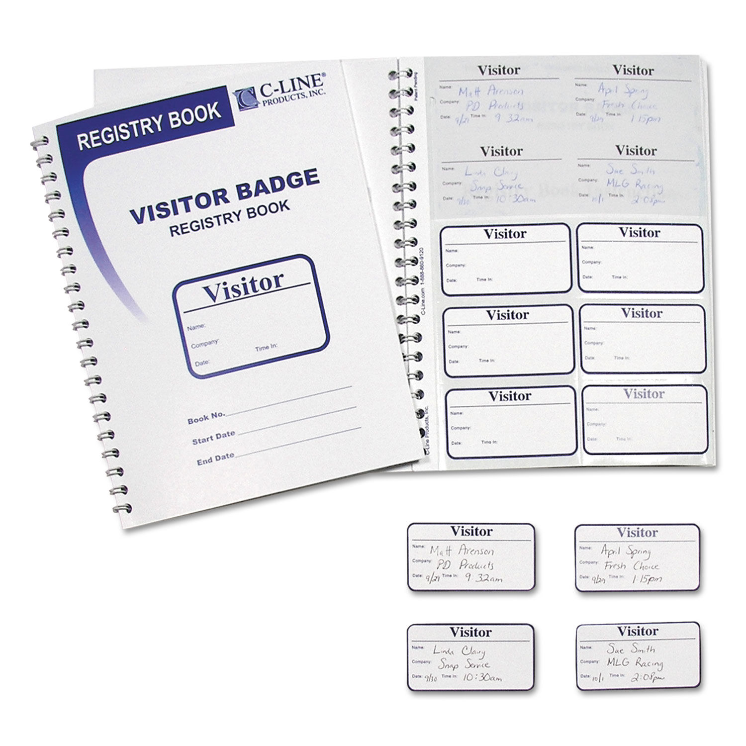 Visitor Log Book, Spiral-Bound Visitor Badges, Guest Register Book, Carbon  Copy - 150 Badges