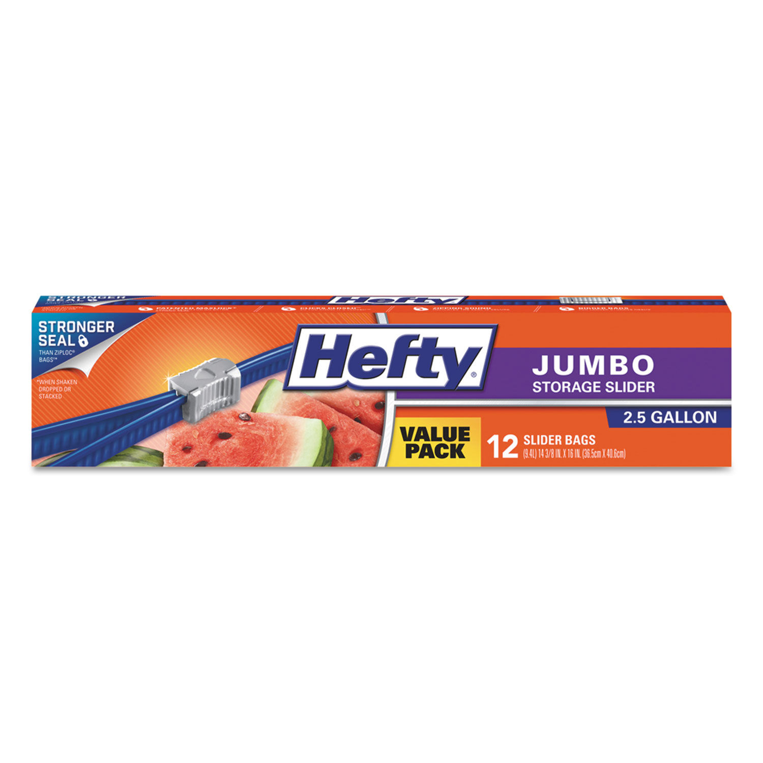 Hefty Slider Bags, 1 gal, 2.5 mil, 10.56 x 11, Clear, 25/Box