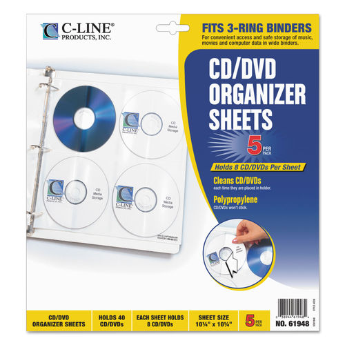 Two-Sided CD Organizer Sheets for Three-Ring Binder, 4 Disc Capacity,  Clear, 5/Pack - Supply Solutions