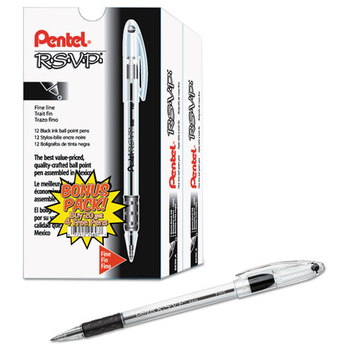 Pentel RSVP Ballpoint Pen, (0.7mm) Fine Line, Assorted Ink 5-Pk