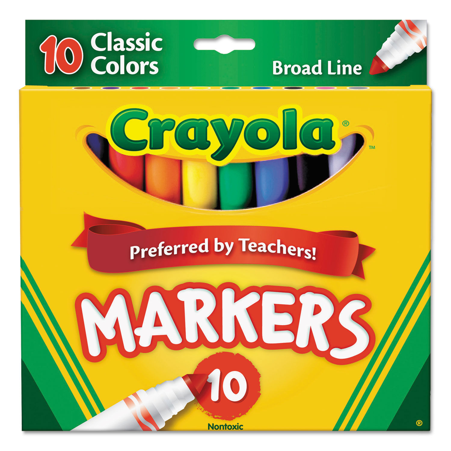 Crayola Washable Broad Line Markers White Barrel Black Ink Pack Of 12  Markers - Office Depot